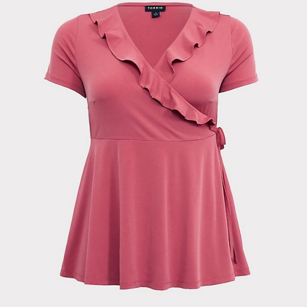 Torrid Rose Pink Studio Knit Ruffle Top